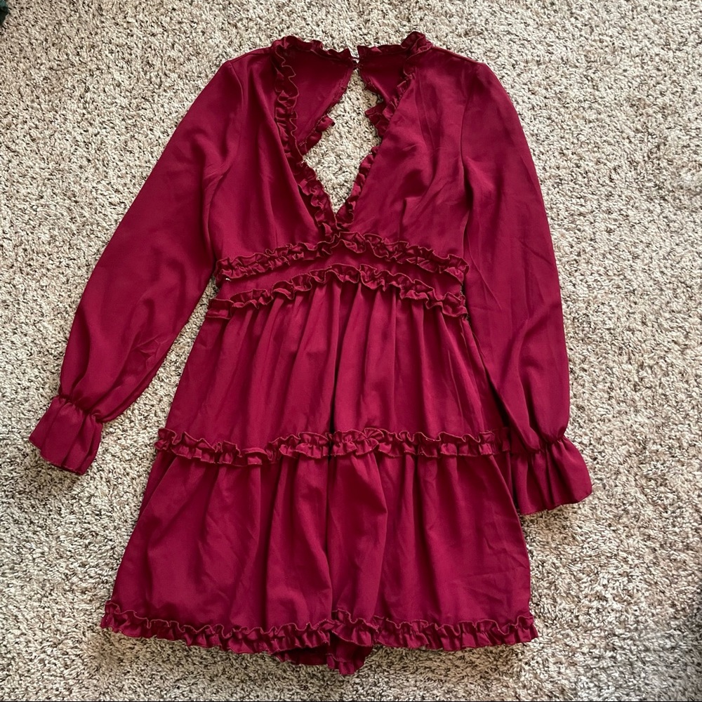 Long sleeve burgundy dress
